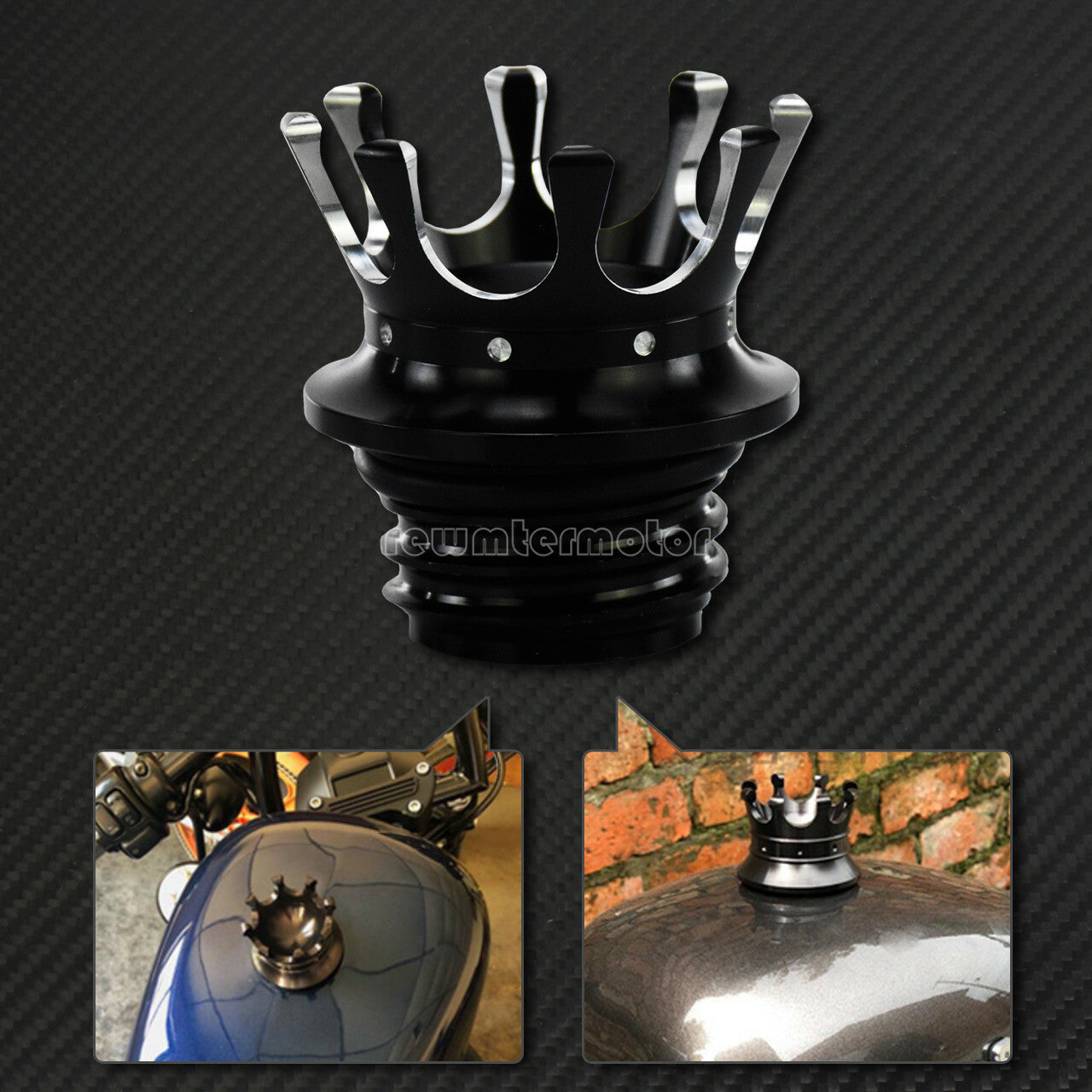 King Crown Gas Cap Fuel Tank Right-hand Thread Billet Aluminum Fit for Harley Q