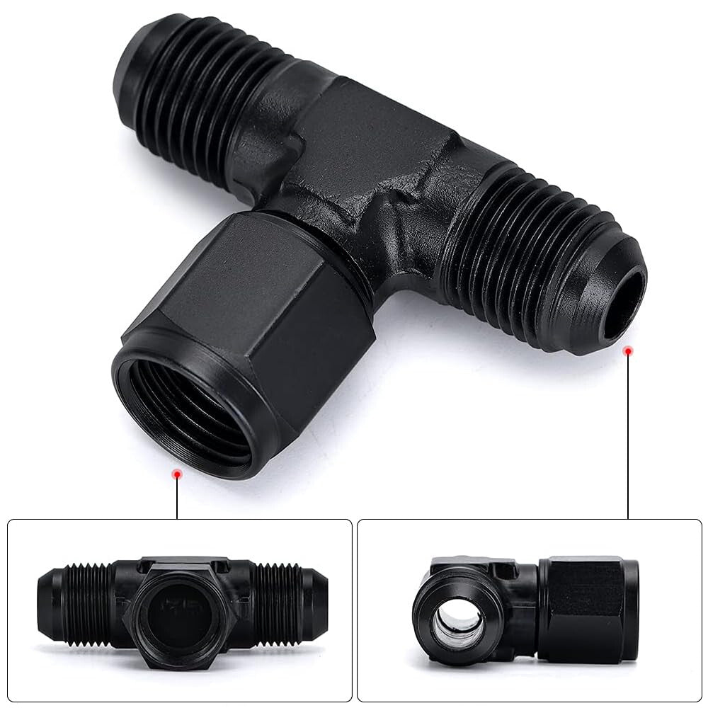 3-Way Tee T-Piece Fitting Adapter AN10 10AN Male to AN10 10AN Female Swivel On