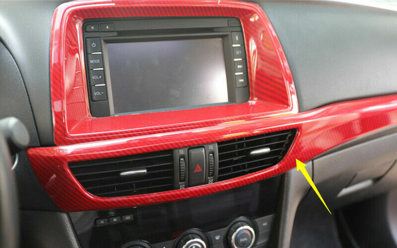 for Mazda 6 Atenza 14-2016 Red Carbon Fiber Instrument LR Air Outlet Vent Trim