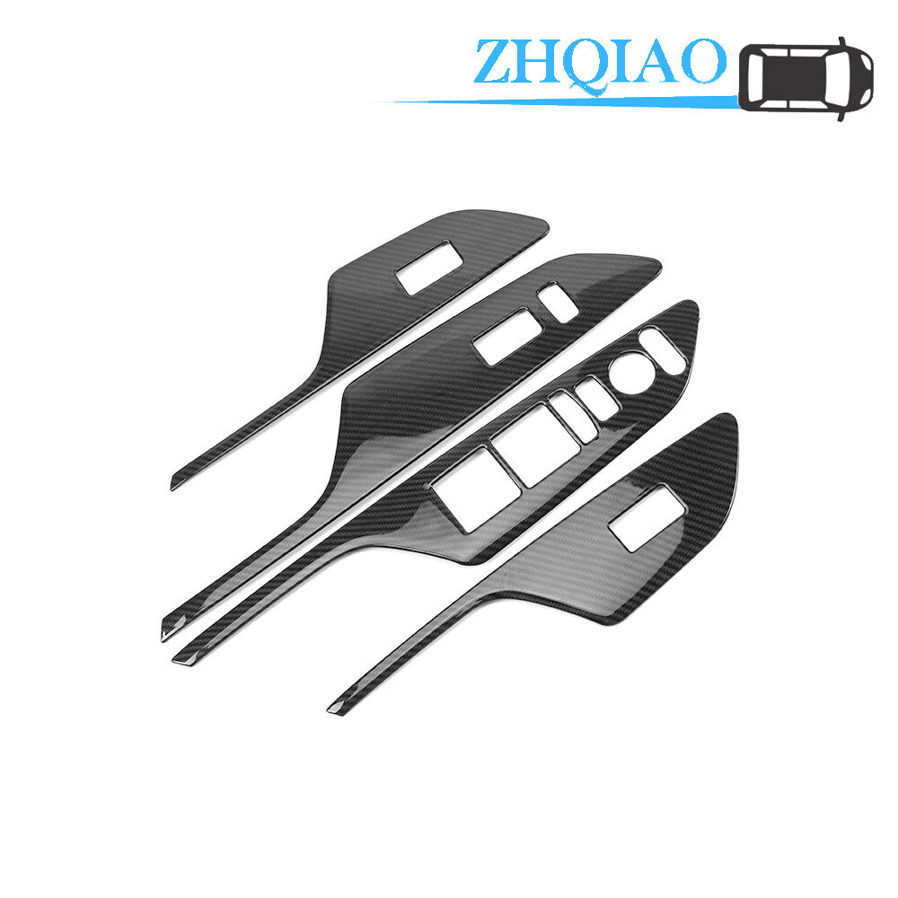 4PCS Carbon Fiber Metal Car Window Lift Switch Panel Trim for Honda for Civic 16-18