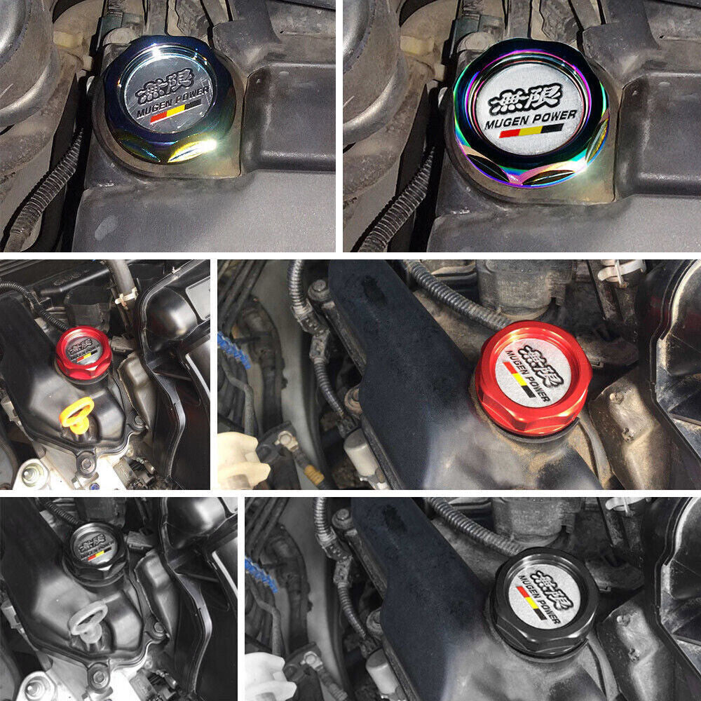 JDM Black Engine Oil Filler Cap+ Radiator Cap+ Battery Tie Down for Honda for Acura