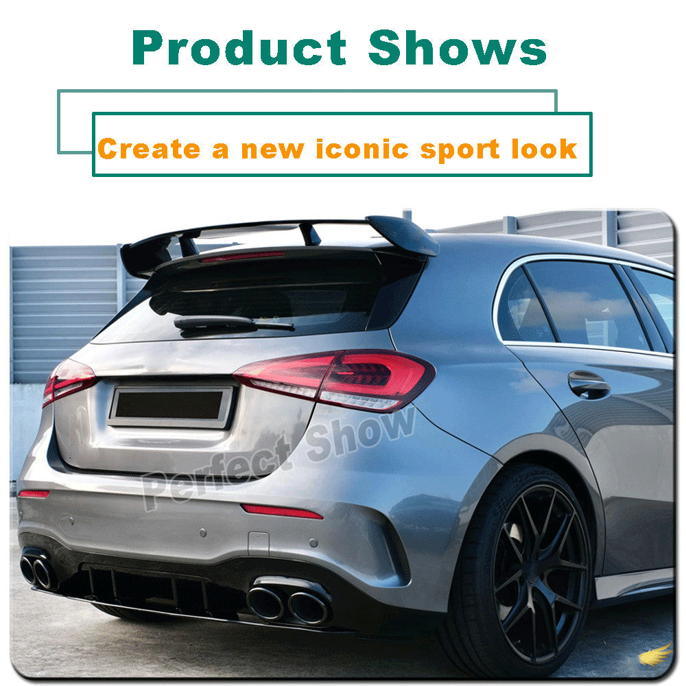 for Benz W177 A200A250 Sport A35 Gloss Black Rear Diffuser Lip W/Exhaust Tips