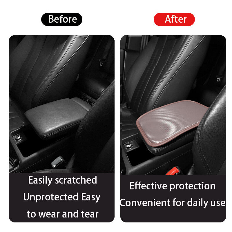 1Pc Carbon Fiber Car Center Console Armrest Mat Pad Cover New Accessory Brown