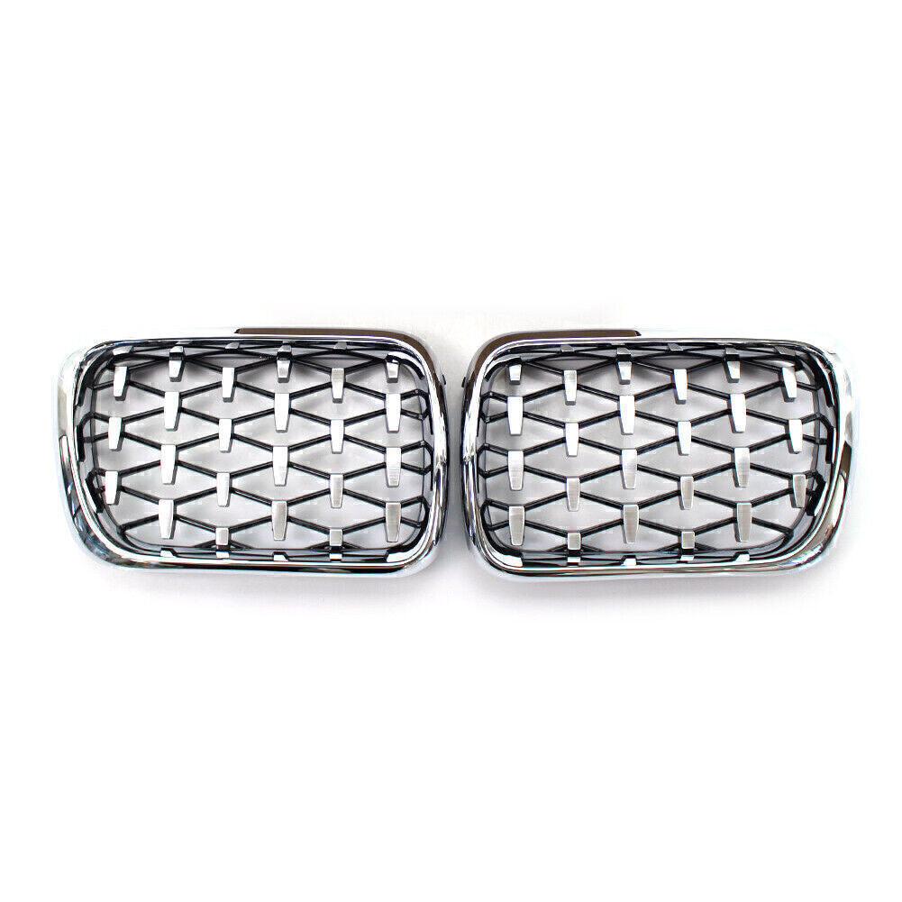 2x Front Grille Diamond Meteor Style Chrome Grill Fit for BMW 3 Series E36 1997-1999