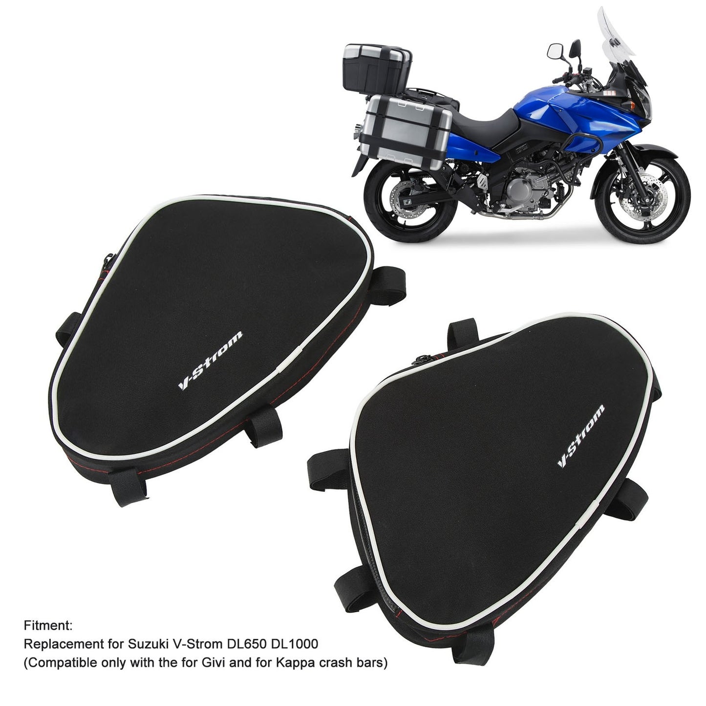 Motorcycle Frame Crash Bars Bag Repair Tool Placement Package Set Of 2 For Q