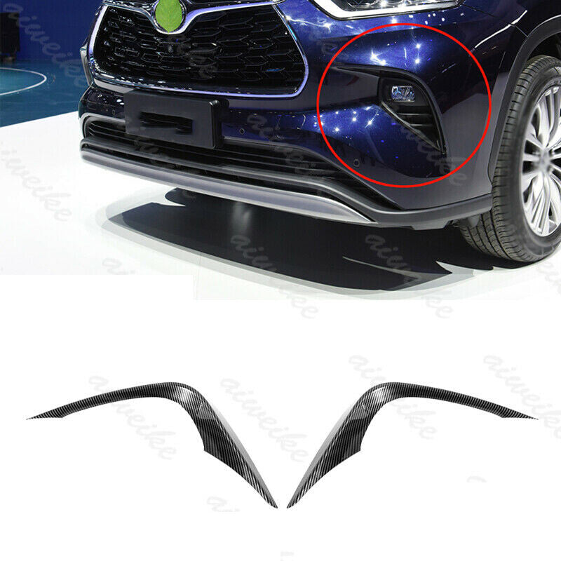 for Toyota Highlander 2020-23 Carbon Front bumper Fog Lights Eyebrow Wind Knife