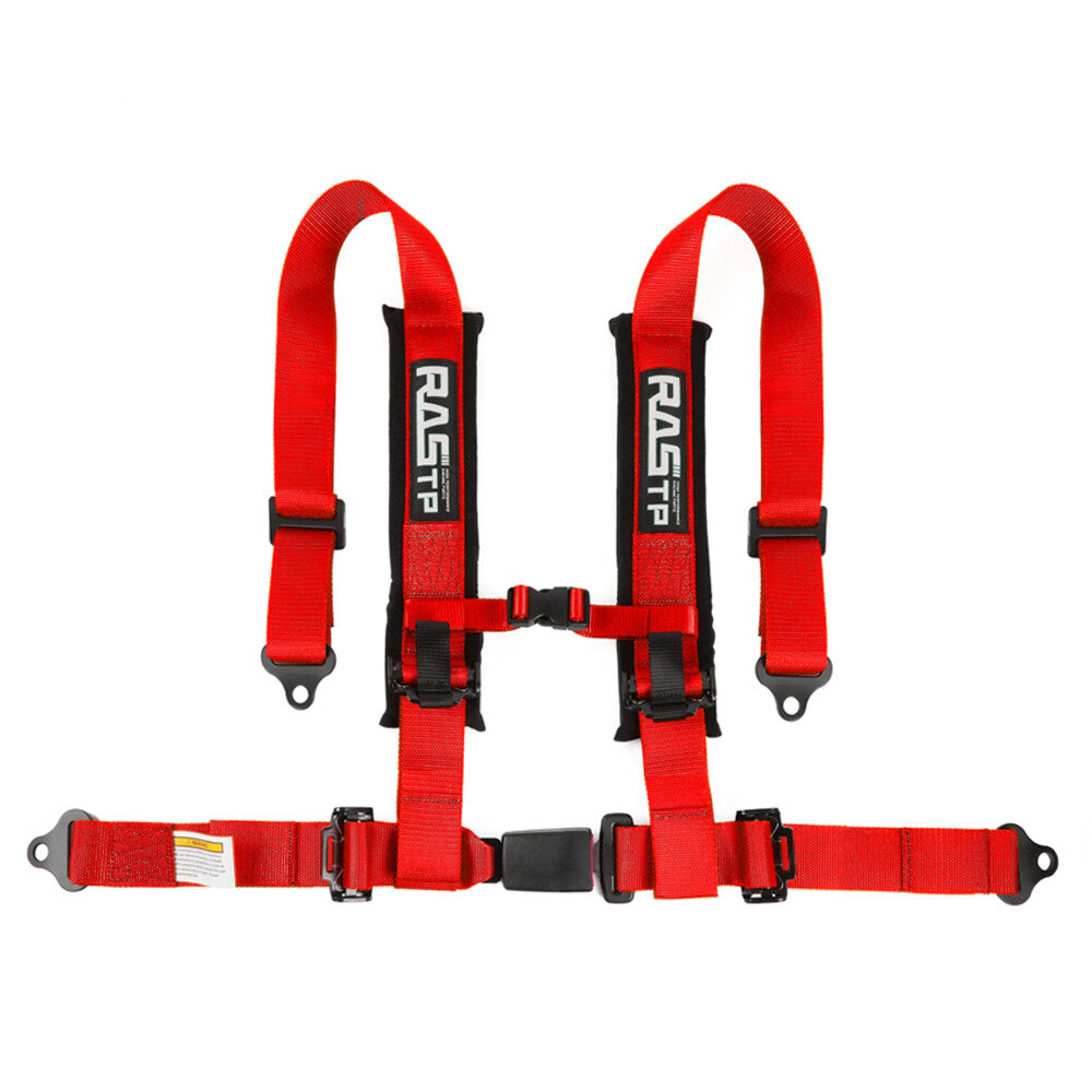 New 2inch 4-Point Harness Quick Release Safety for Seat Belt+1Pair Shoulder Pads Red