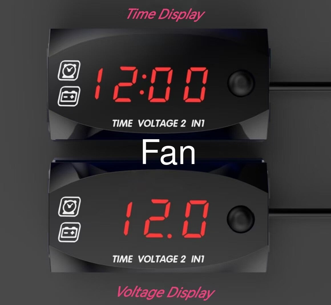 Digital LED Voltmeter Voltage Time Clock Gauge In-dash Meter For Car Motorcycle Q