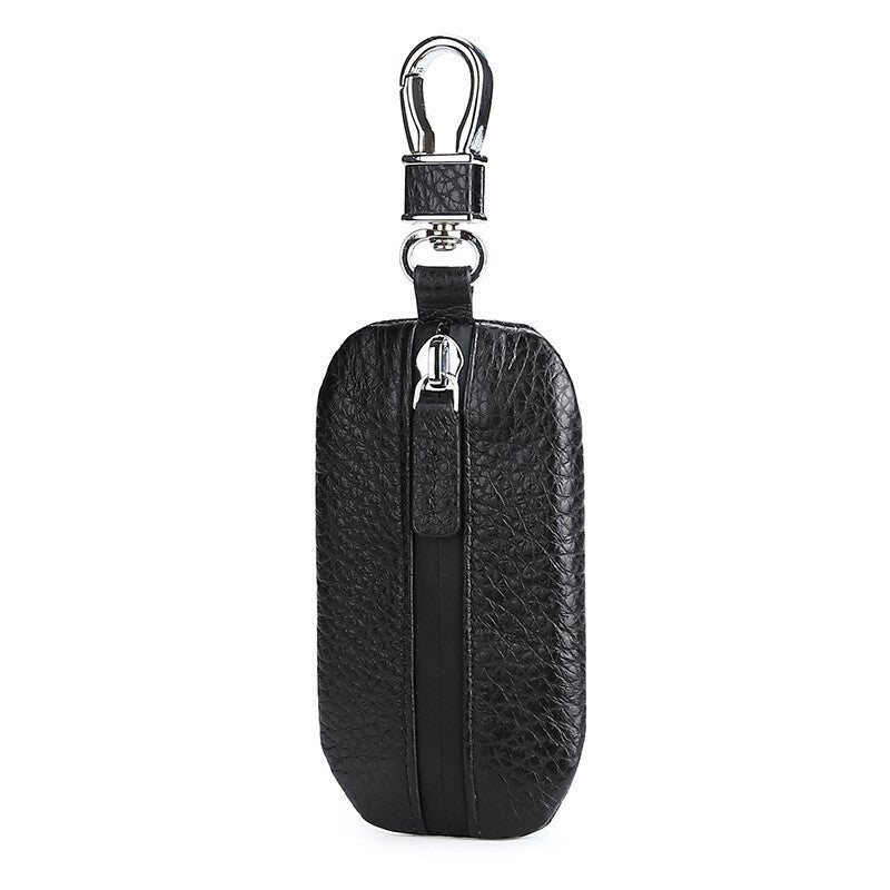 1PC Durable Luxury Cowhide Zipper Car SUV Key Case Cover Keychain Unisex v