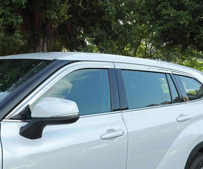 Chrome Window Visor Vent Shades Sun Rain Guard for Toyota Highlander 2020-2024