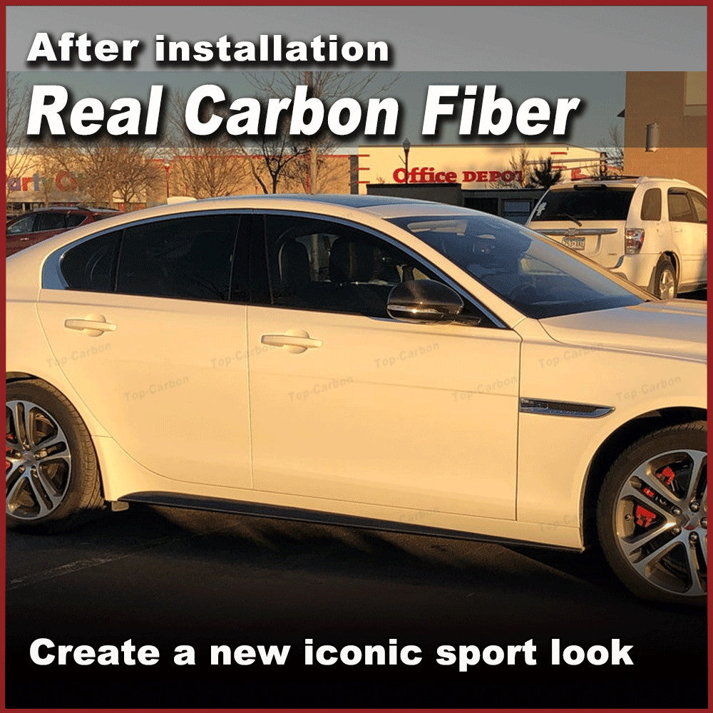 Fit for Jaguar XE Sedan 2015-2017 REAL CARBON Side Skirts Extension Lip Spoiler