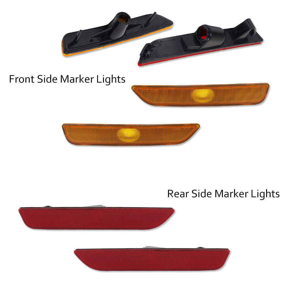 4-piece set of front and rear marker light components suitable for 2010-2014 for Mustang - v