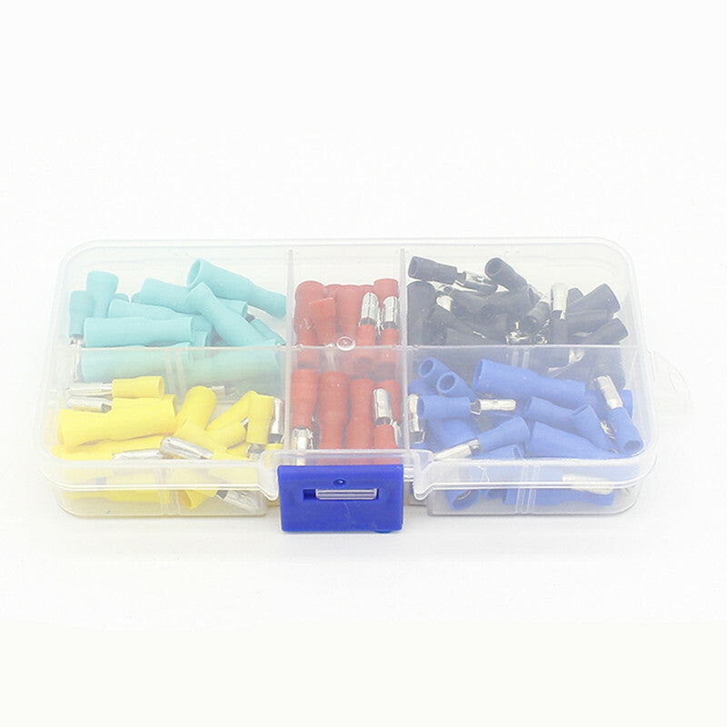 100Pcs Car Wire Connector Crimp Terminals Insulated Bullet Butt Terminals Kit