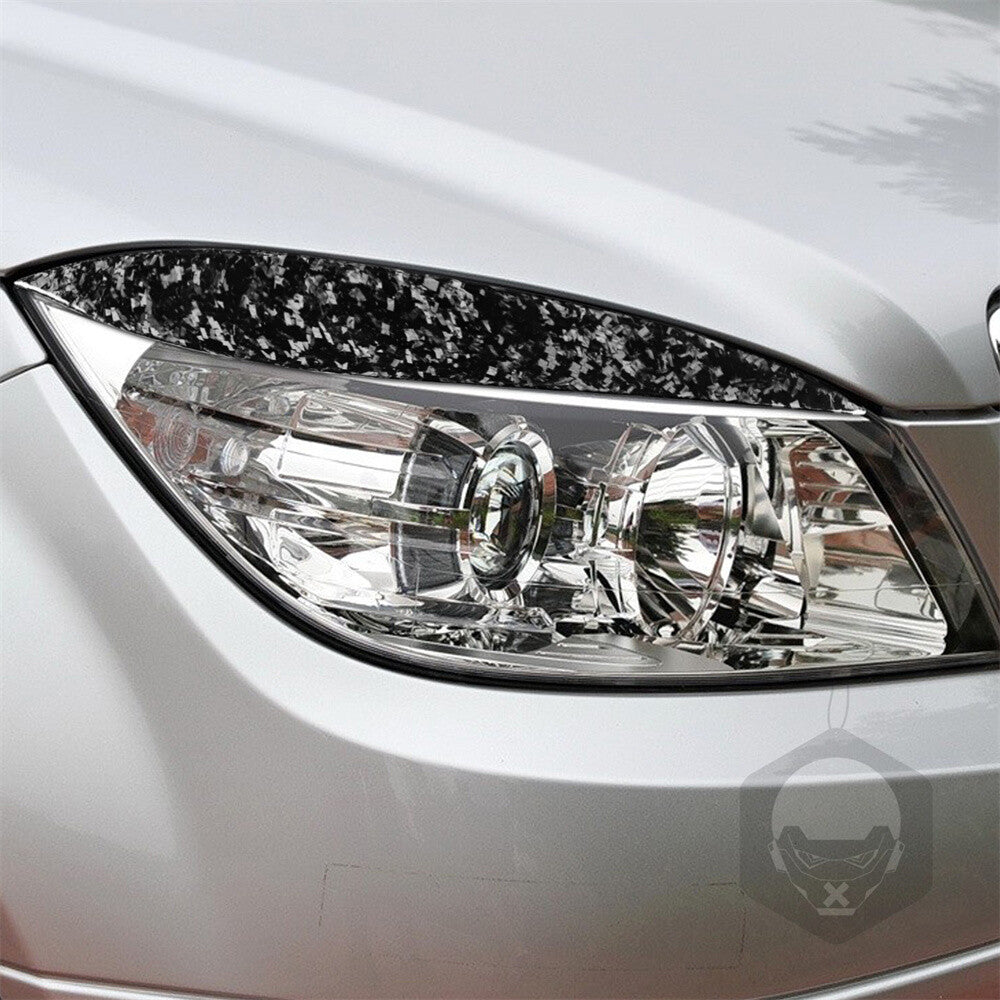 for Benz C Class W204 C180 2008-11 Headlight Eyebrow Eyelids Cover Forged Carbon
