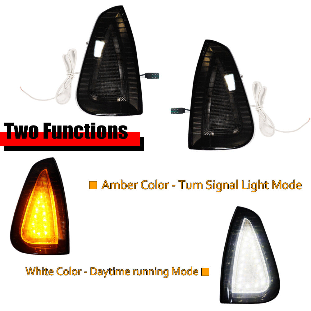 Smoked LED Side Marker Signal Lights, Amber with White Stripe, Suitable for Dodge Chargers (2006-10-)