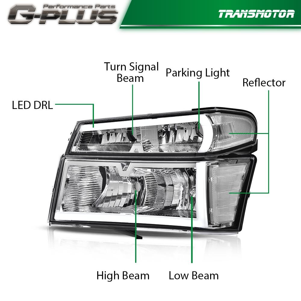 4-pack headlight assembly fits 2004-12 for GMC for Canyon / for Chevy Colorado anti-collision lights - v