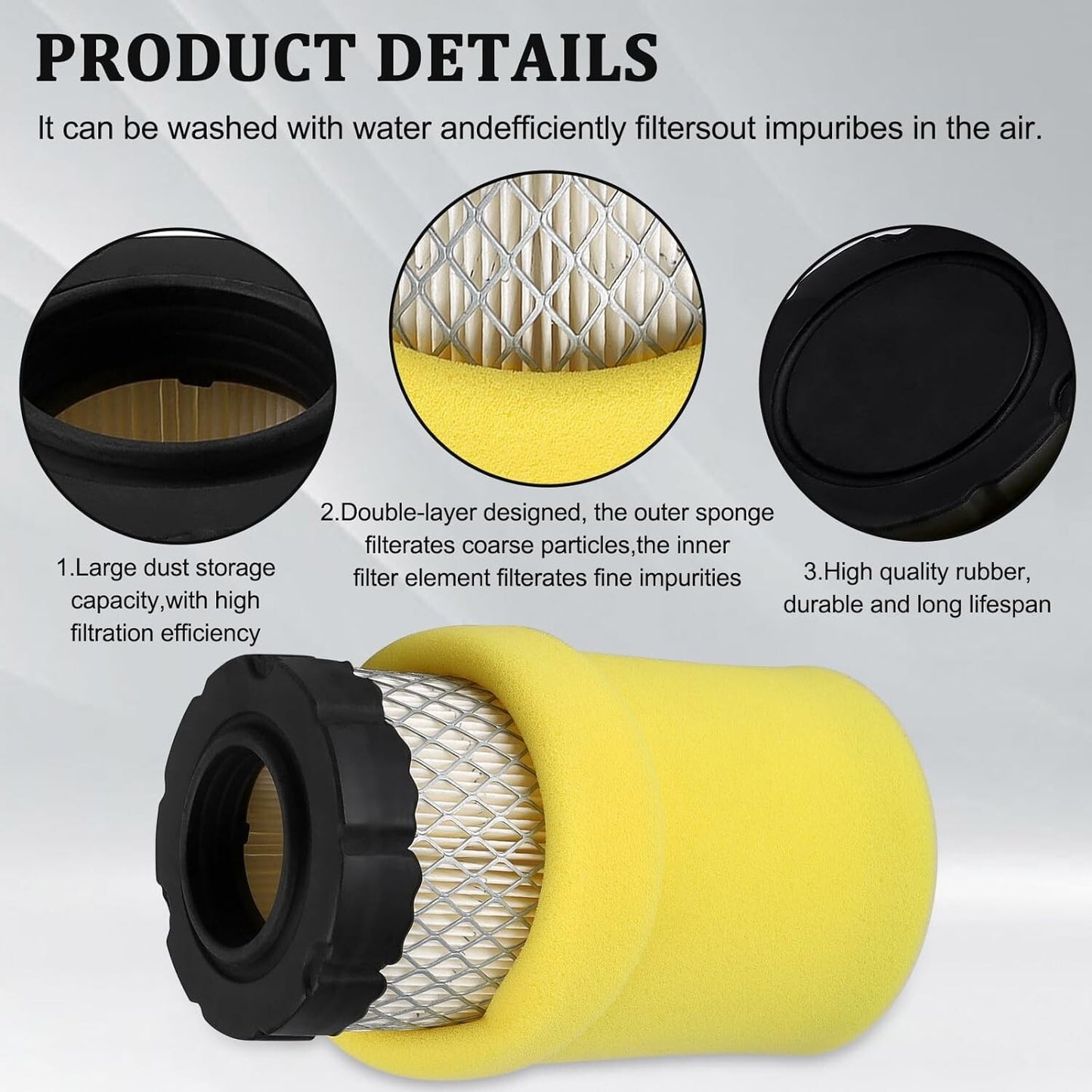 Air filter for BS 793569/ GY21055/Husqvarna 591334/Bad Boy 063402600