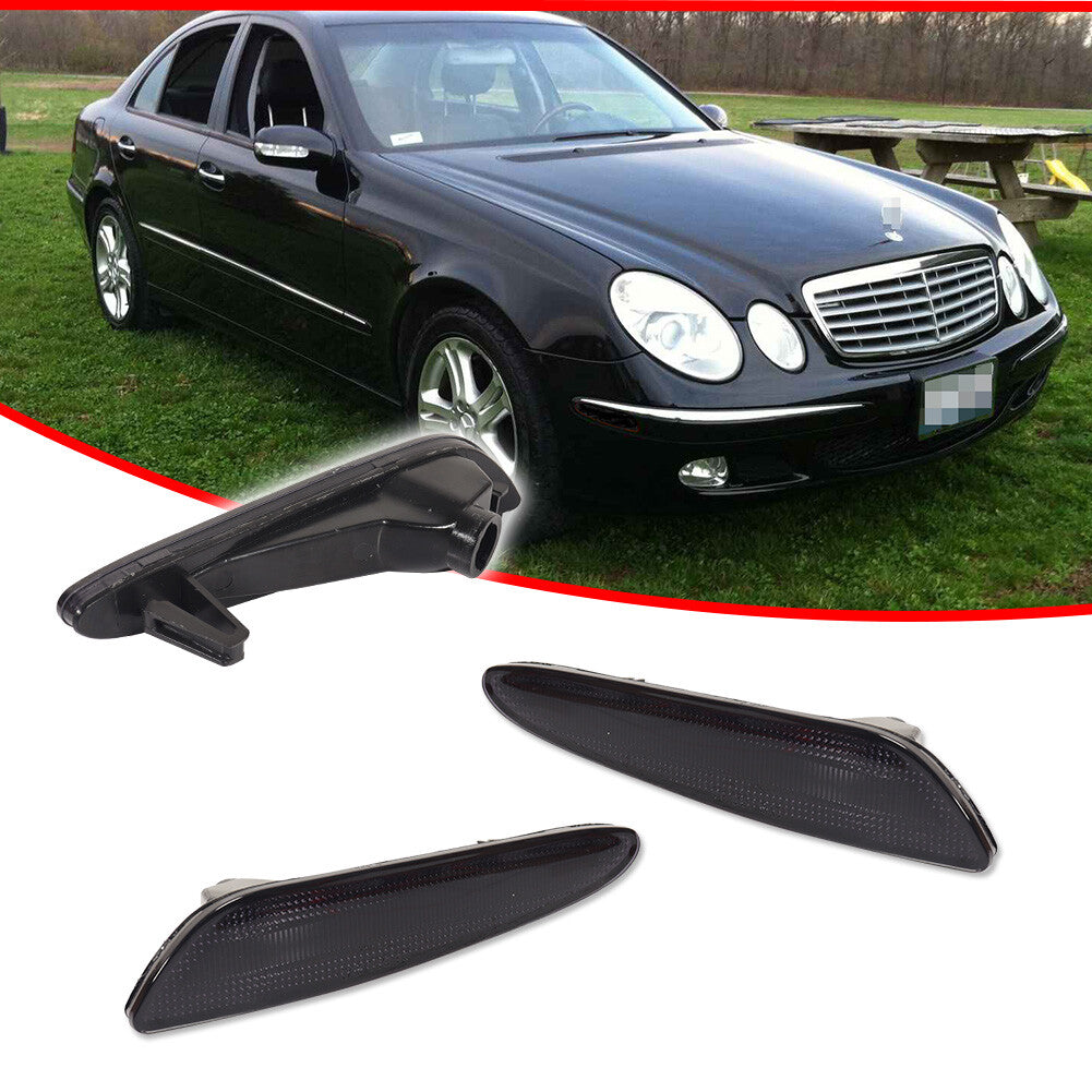 2pcs Smoke Front Fender Side Marker Light Housing for 03-06 for E-Class - v