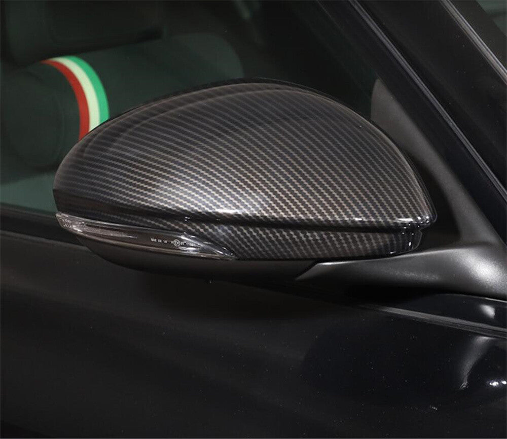Carbon Fiber ABS Side Rearview Mirror Caps Cover for Alfa Romeo Giulia 2017-2022