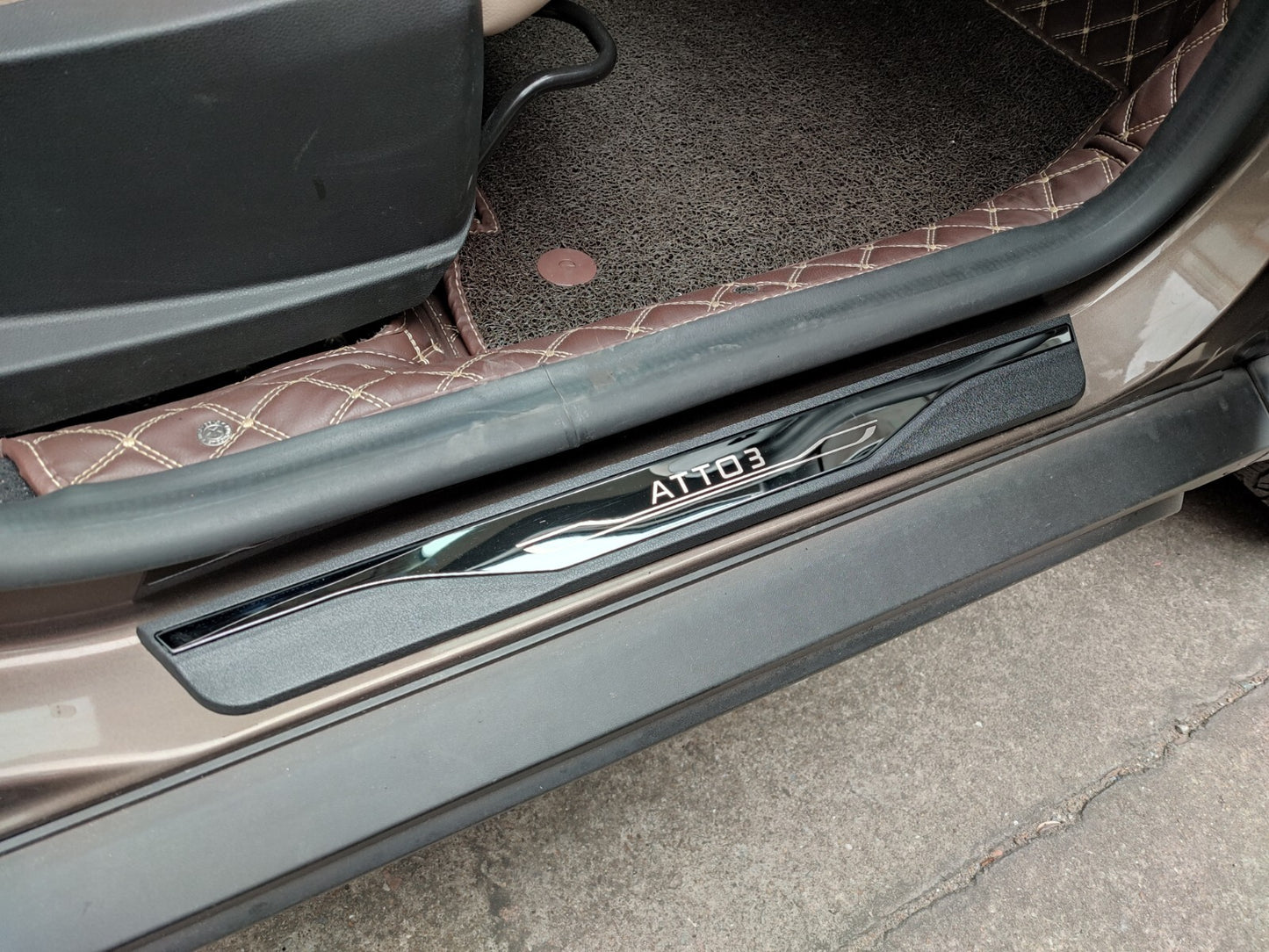 for BYD Atto 3 Accessories Car Door Sill Protector Scuff Guard Sticker Trim 2023