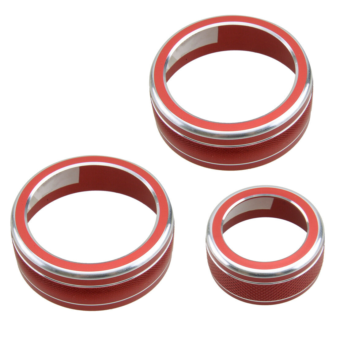 3pcs Red Aluminum AC Switch Knob Trim Ring Covers Fit for Subaru Impreza WRX/STI