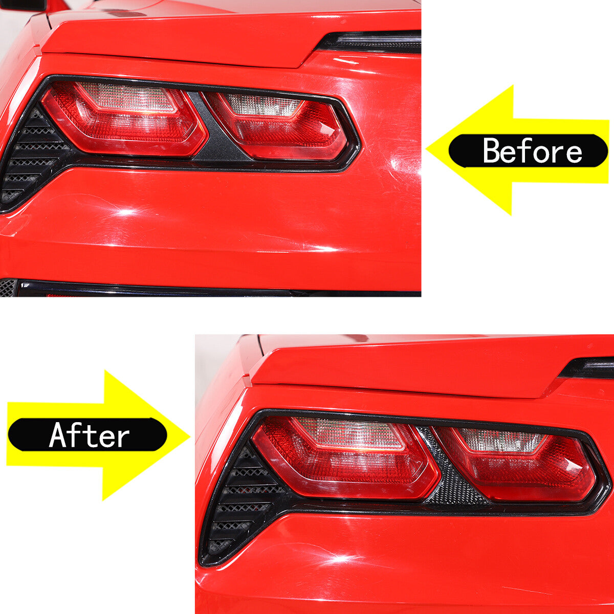 Carbon fiber taillight cover trim suitable for Corvette C7 2014 - 2019 US models.