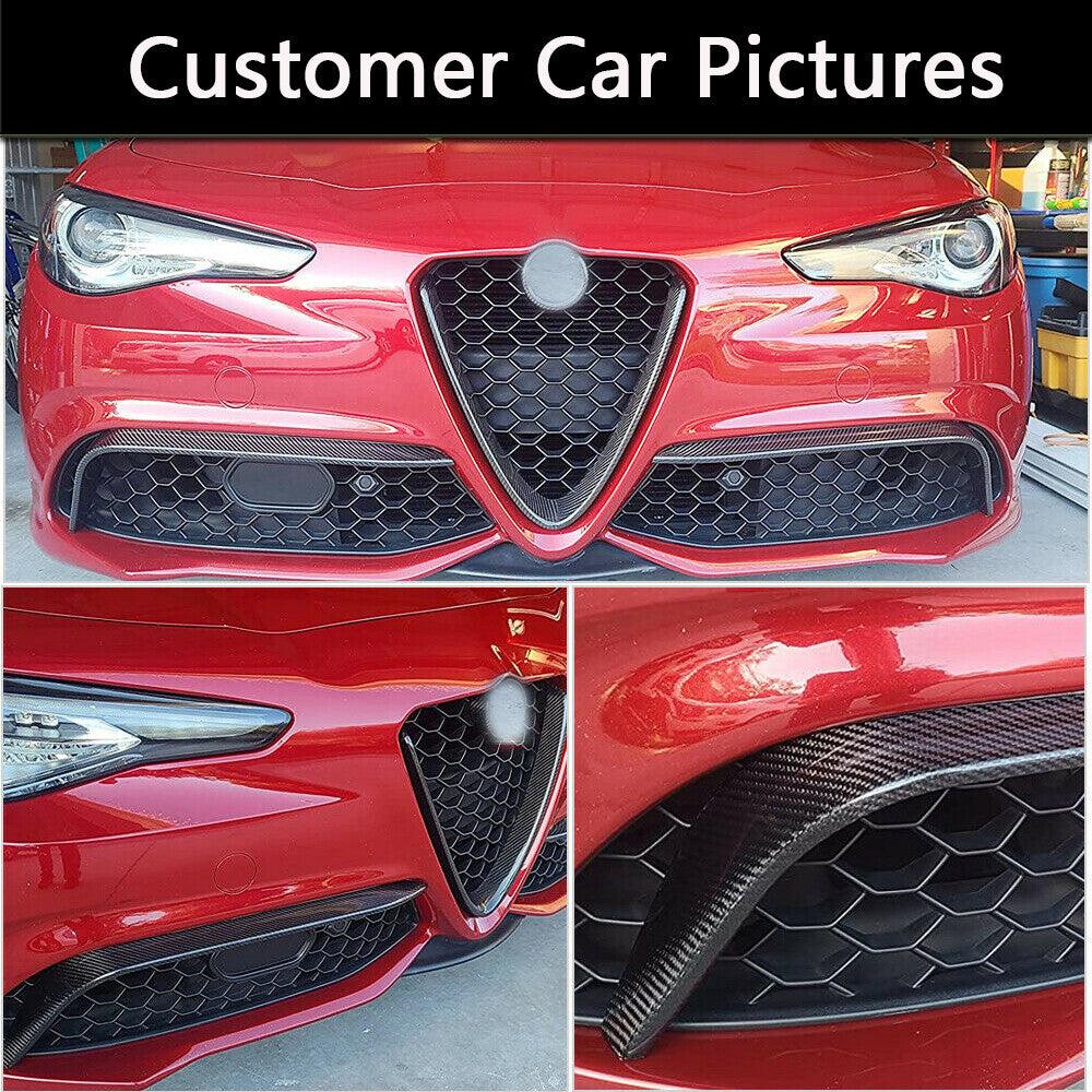 Carbon Fiber Front Fog Light Fins Cover Trim Fits for Alfa Romeo Giulia Sport 2015+