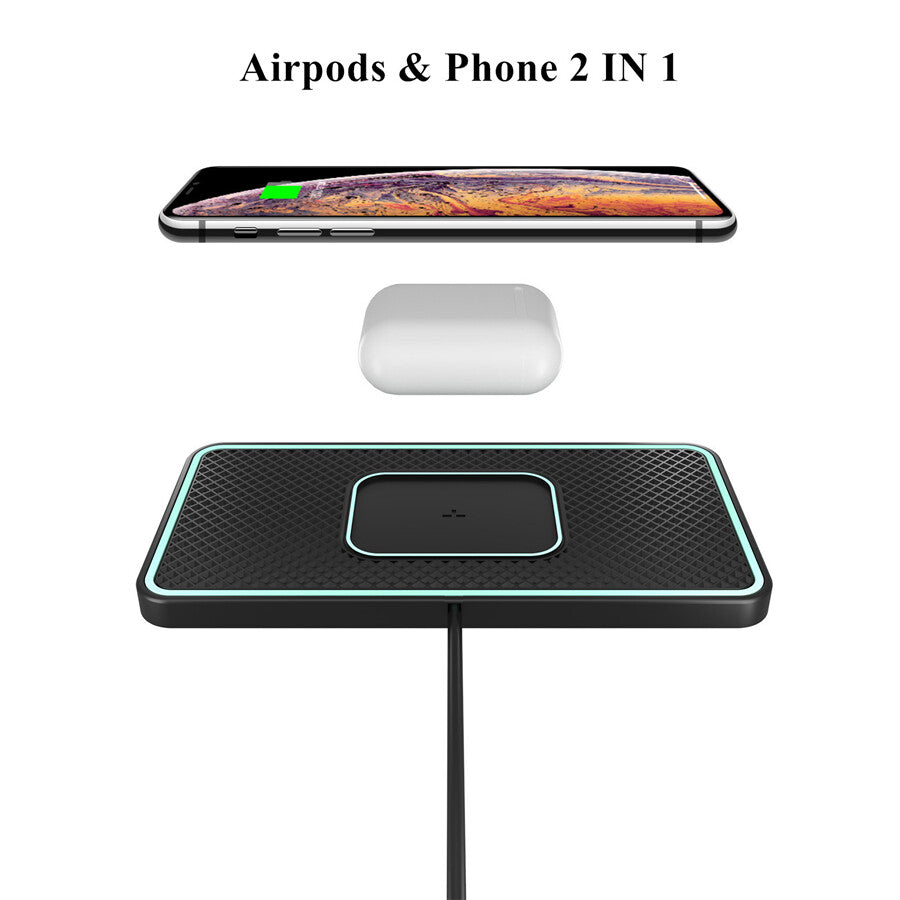 Wireless Charger Pad Car Charging Phone Stand Dock Non-Slip For Apple iPhone
