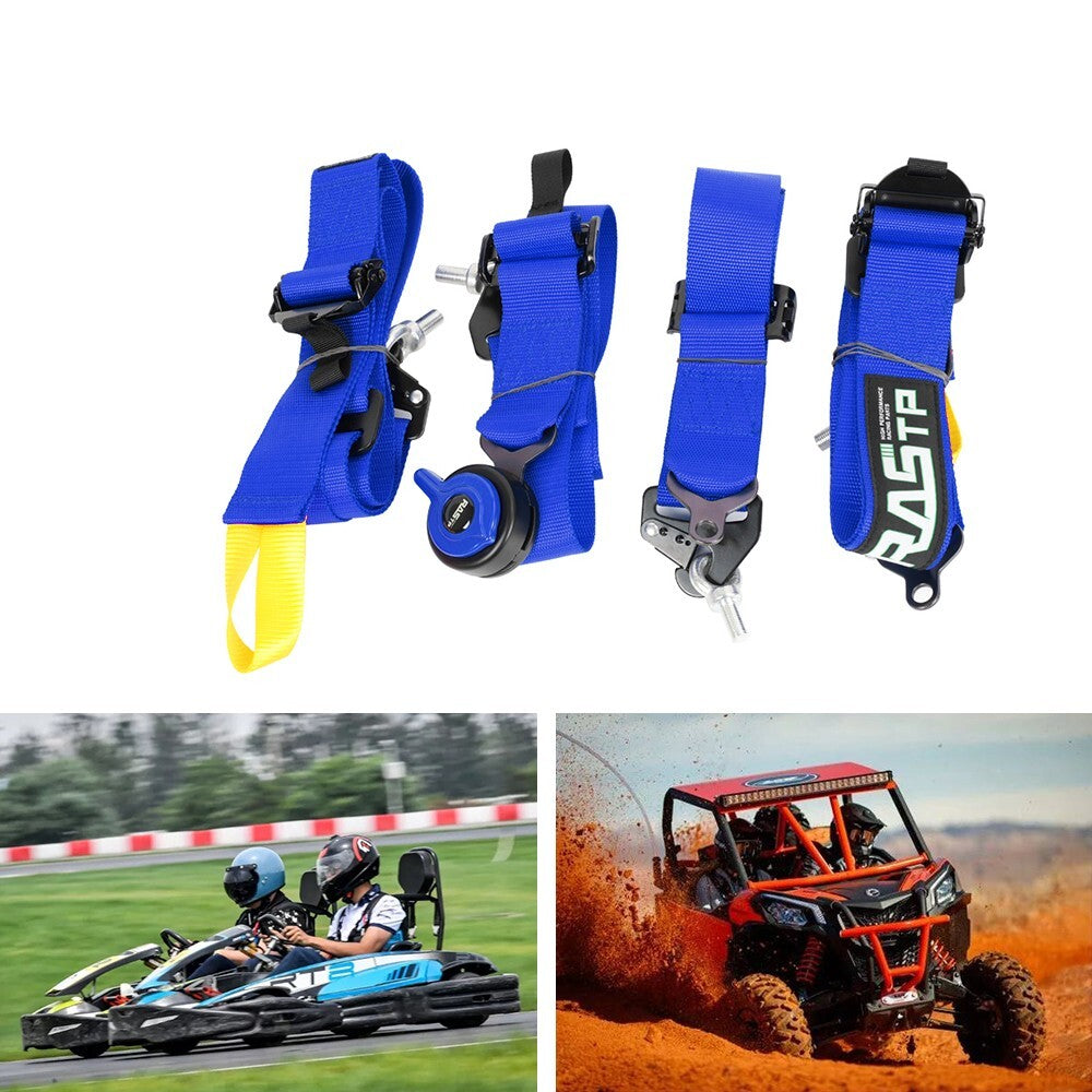 New Style Racing for Seat Belt Harness 4 Point Snap-On 3 Cam lock Universal Blue X2