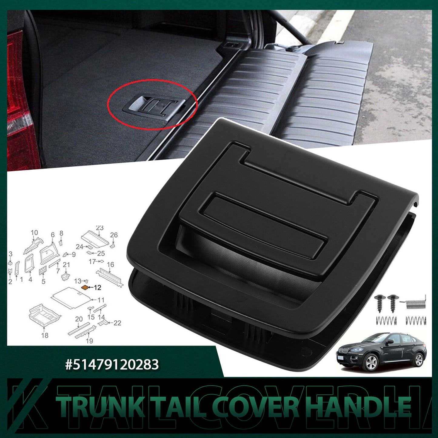 51479120283 Rear Trunk Mat Handle Boot Floor Carpet Handle for BMW E70 X5 E71 X6 Q