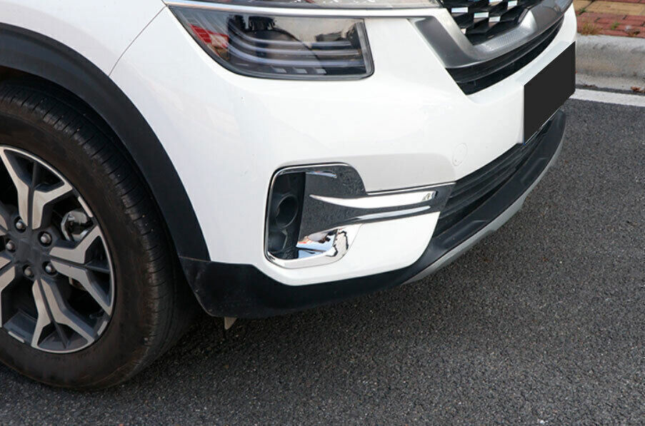 for Kia Seltos 2020-2022 2023 Chrome ABS Front Bumper Fog Light Lamp Cover Trims