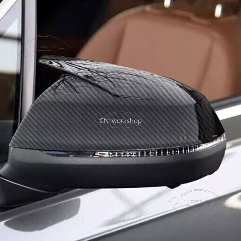 Real Carbon Fiber Side Mirror Cover W/ Lane Replace for Audi Q5 SQ5 Q7 SQ7 18-23