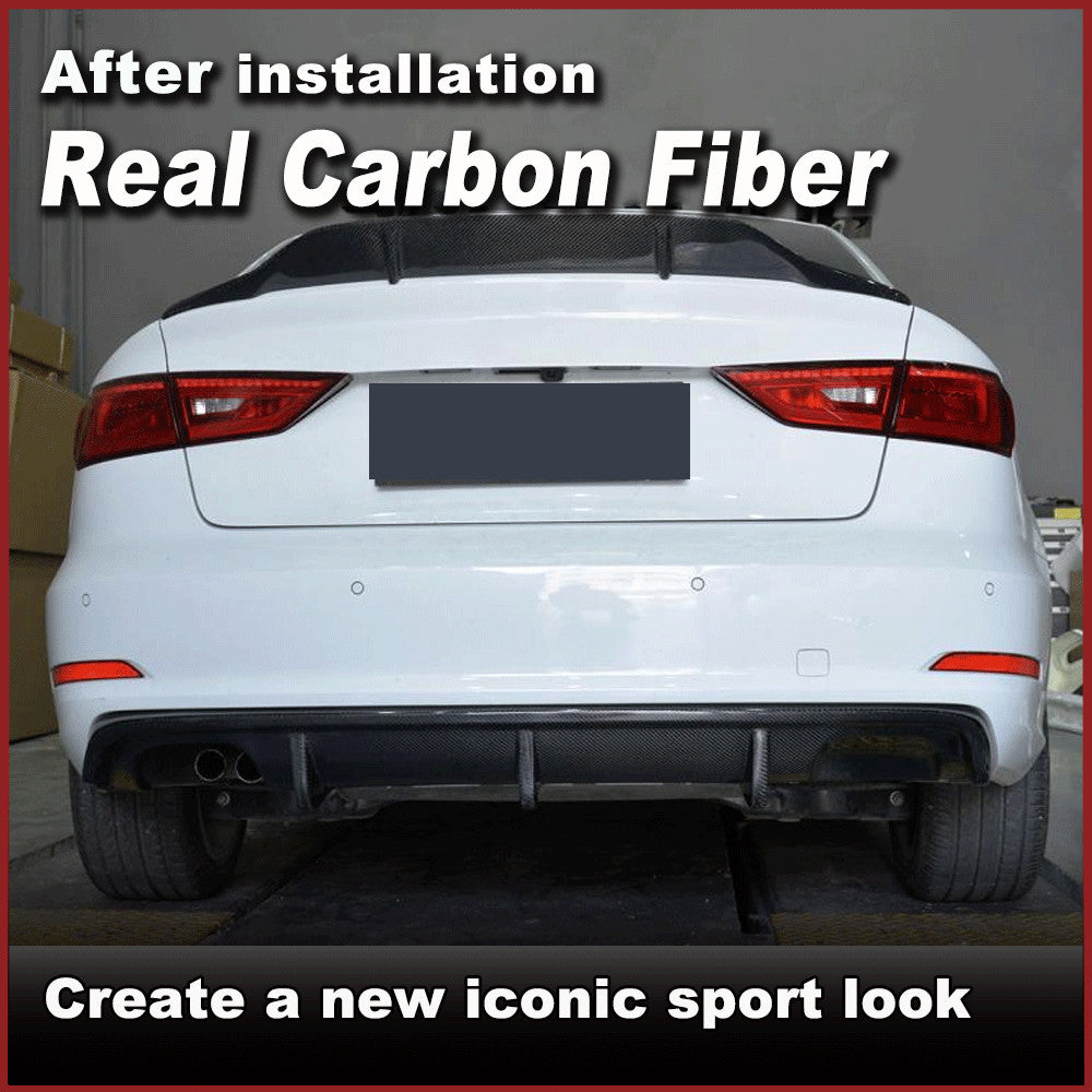 Fit for Audi A3 Standard Bumper 2014-2016 REAL Carbon Rear Diffuser Spoiler Lip