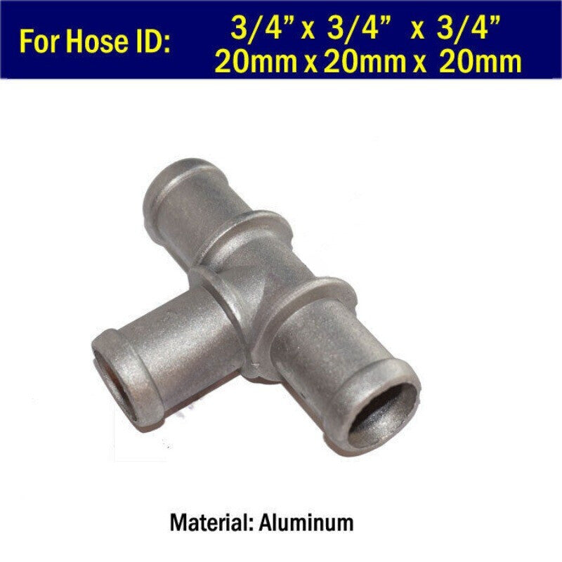 Tee T Coolant Heater 3/4 in 19mm Aluminum Water Hose Fitting Connector Adapter Q