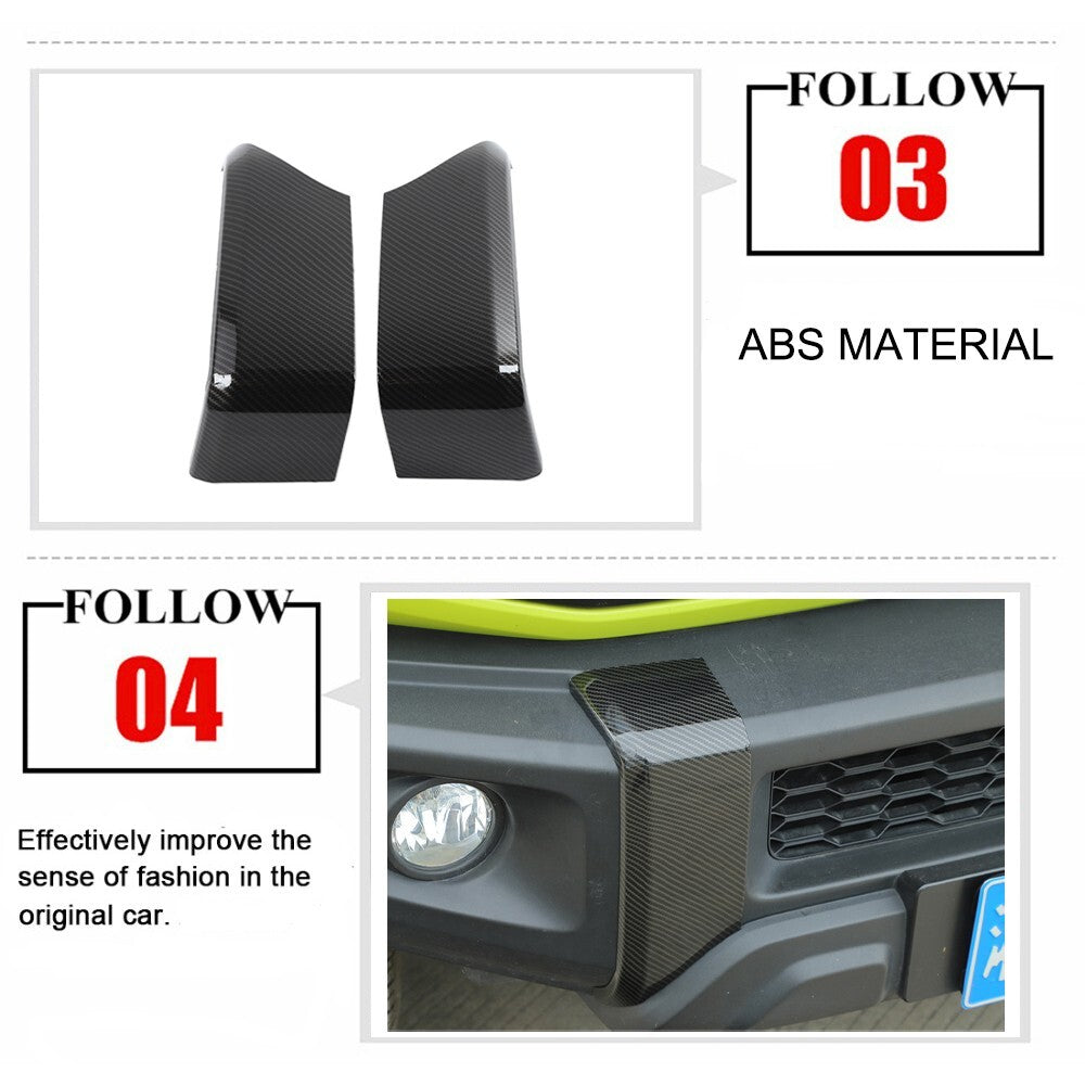 Carbon Fiber Front Bumper Decor Cover Trim for Suzuki for Jimny 2019-2023 JB64 JB74