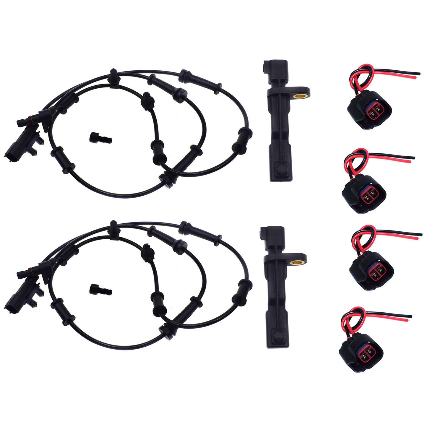 4Pcs Front Rear LH RH ABS Speed Sensor + 4x Connector for 2007-17 for Jeep for Wrangler