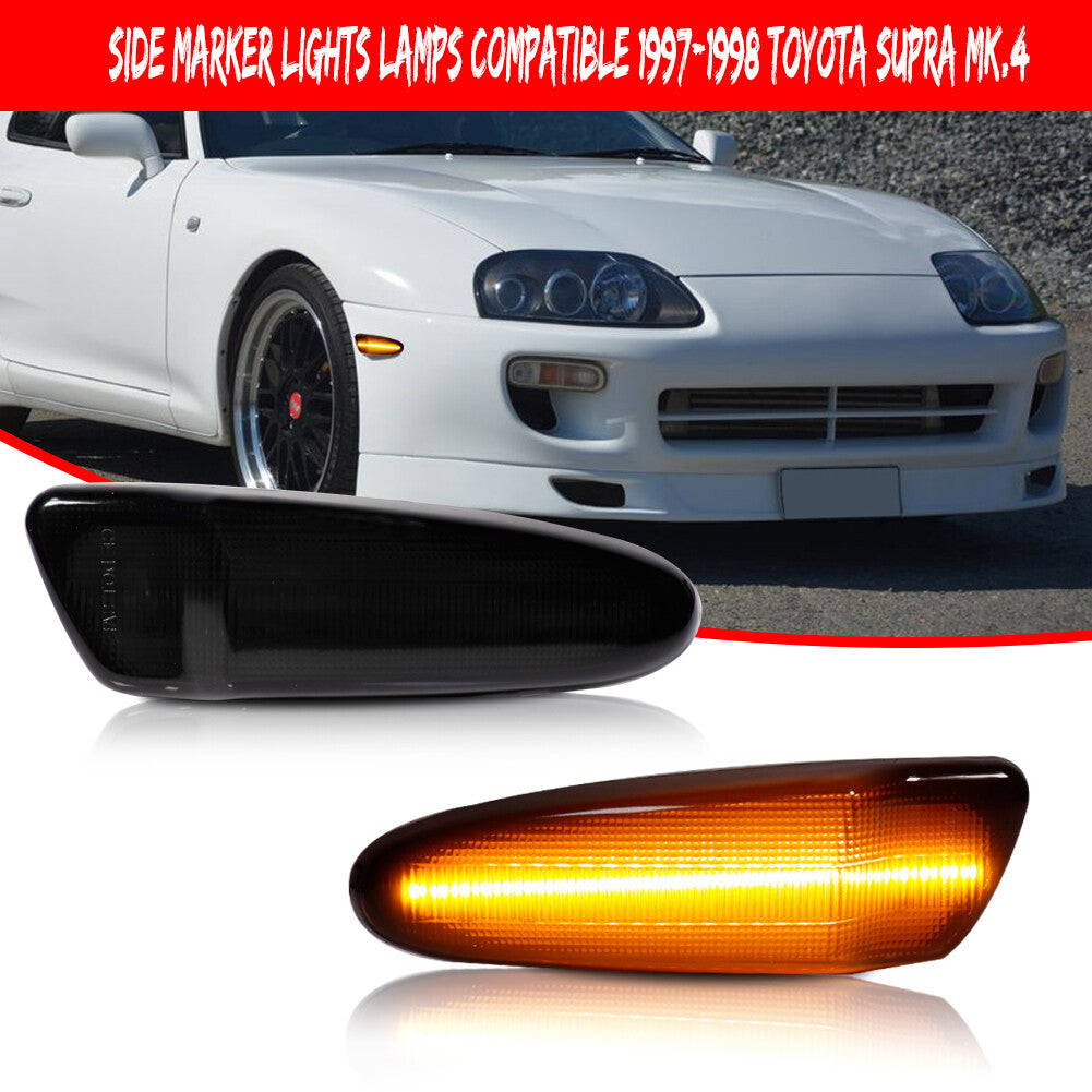 2 Pack Smoked Lens Amber LED Front Park Side Marker Lights for 00-05 for Celica - v