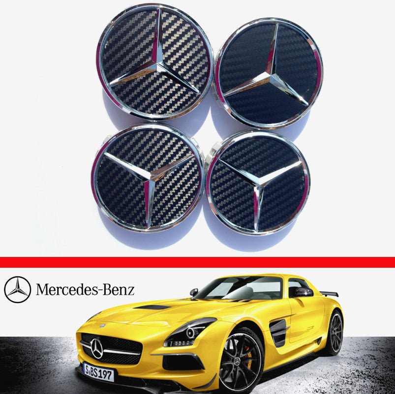 4 for Mercedes black alloy wheels with center hubcaps, 75mm ABCESM grade, ML CLK SLR camera