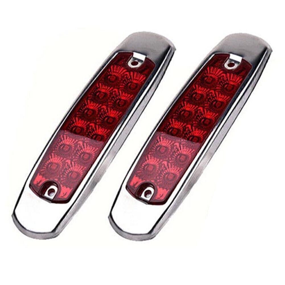 2x Red 12LED Sealed Side Marker Clearance Light Fish Shape Trailer Q