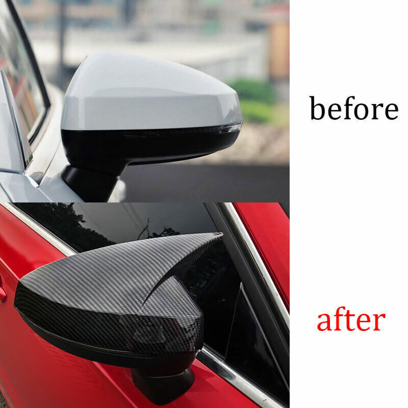 for Audi A3 S3 14-2020 ABS Carbon Fiber Rear View Side Door Mirror Cover Trim 2X