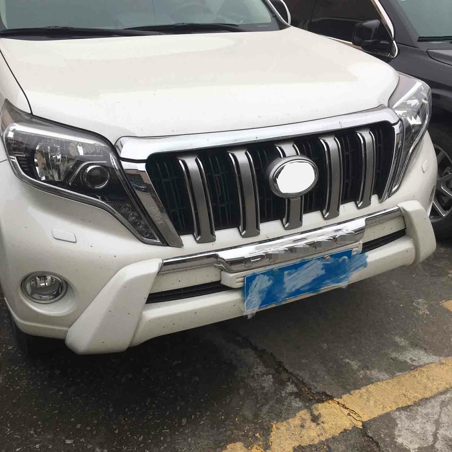 for Toyota Prado FJ150 2014-2017 Chrome ABS Front Hood Grille Strip Cover Trim