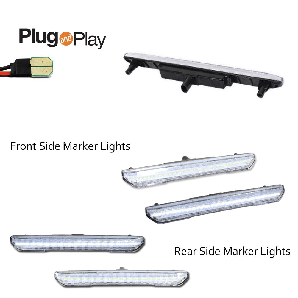 Pack Clear F/R White LED Side Marker Lights for 2020 - 2024 for GMC for Sierra 2500 3500HD- v