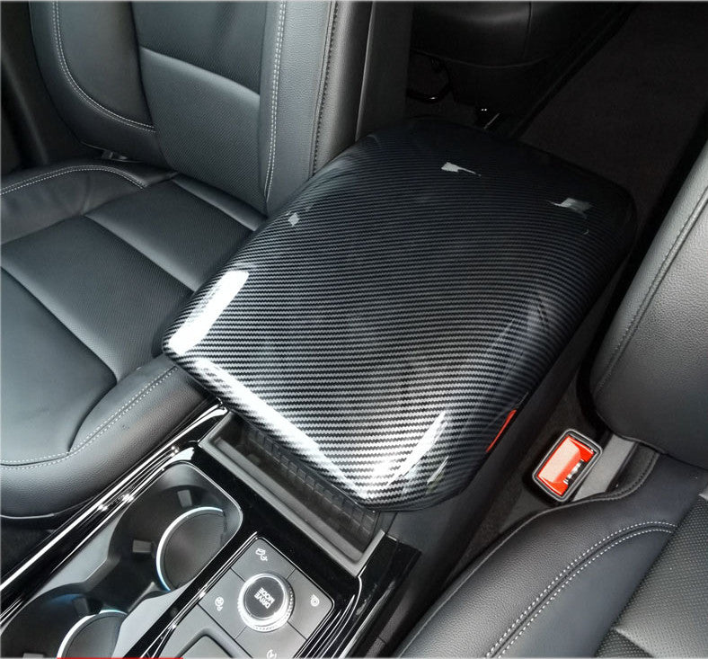 Carbon fiber style Central armrest storage box Cover for Ford Explorer 2020-2024