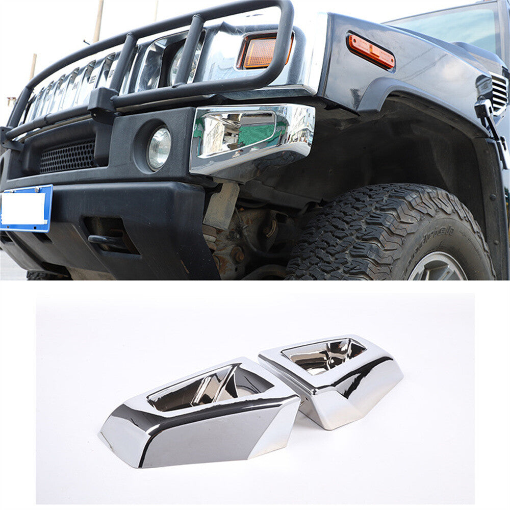 Chrome ABS Replace Front Bumper Side Wrap Angle Cover For HUMMER H2 2003-2009