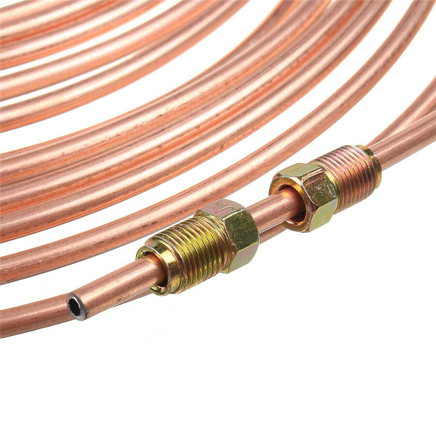 1PCS Copper Nickel Steel 3/16Brake Line Tubing Kit Tube Hose 25Ft W/ Fittings