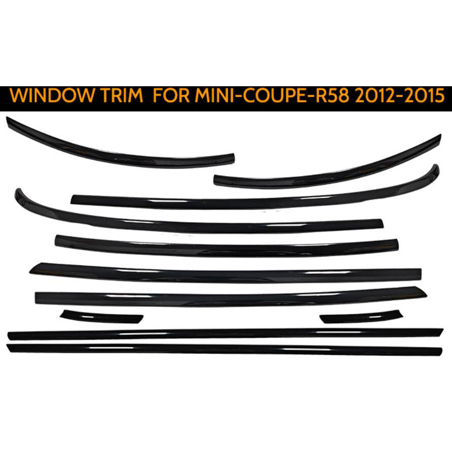 Gloss Black for MINI Cooper Coupe R58 2012-2015 Stainless Car Window Trim Strip