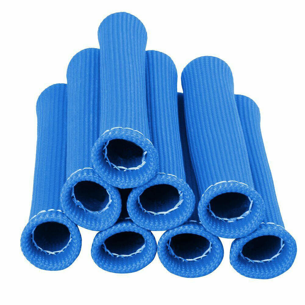 for Ford 8PCS Blue High Temp Spark Plug Wire Boot Heat Shield Blanket Header Q
