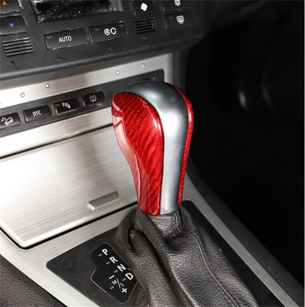 Red Carbon Fiber Gear Shift Knob Trim for BMW 5 Series 96-07 X3 06-10 X5 2004-06