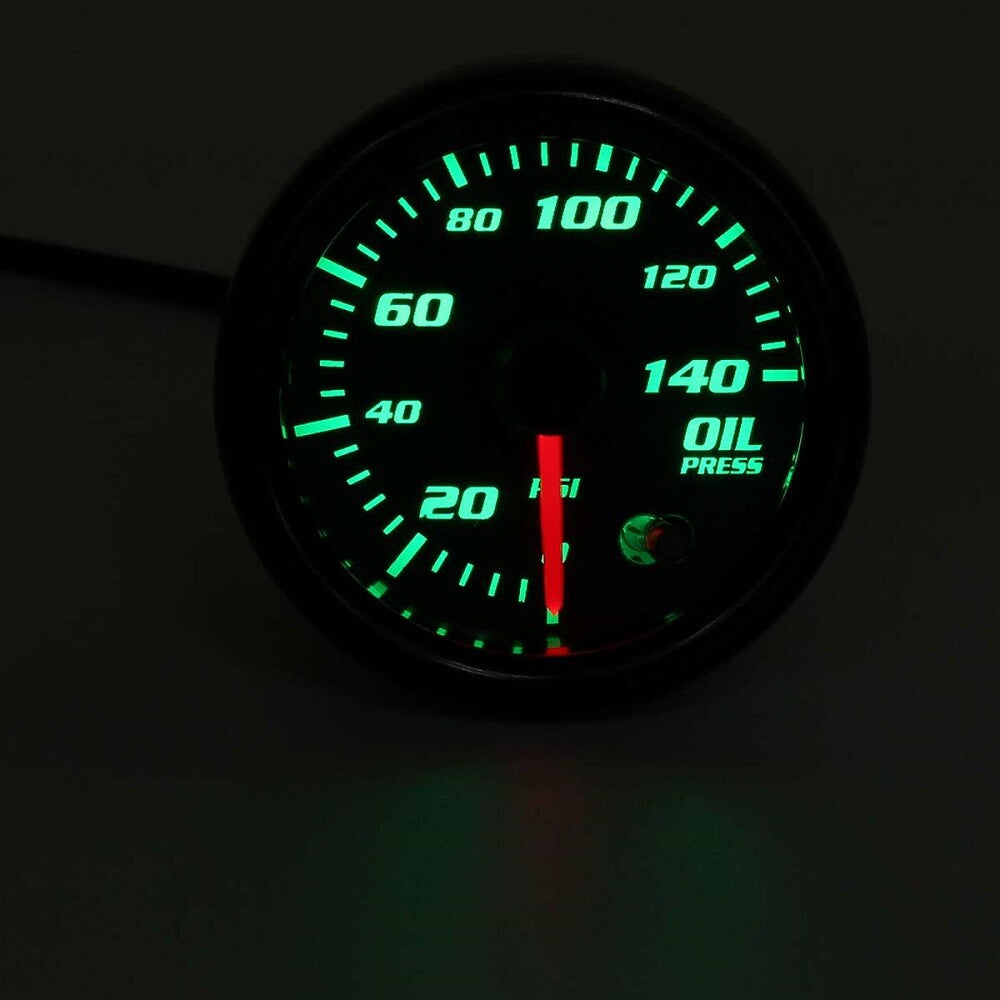 2 52mm 7 Color LED Oil Pressure Gauge Meter W/Sensor 0-140 PSI wire 56cm