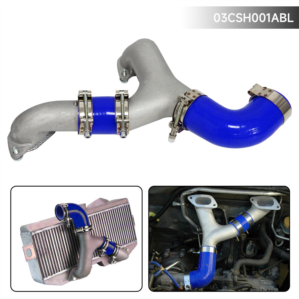 Fits 02-07 for Subaru Impreza WRX/STI Upgrade Intercooler Y-Pipe + Blue Couplers